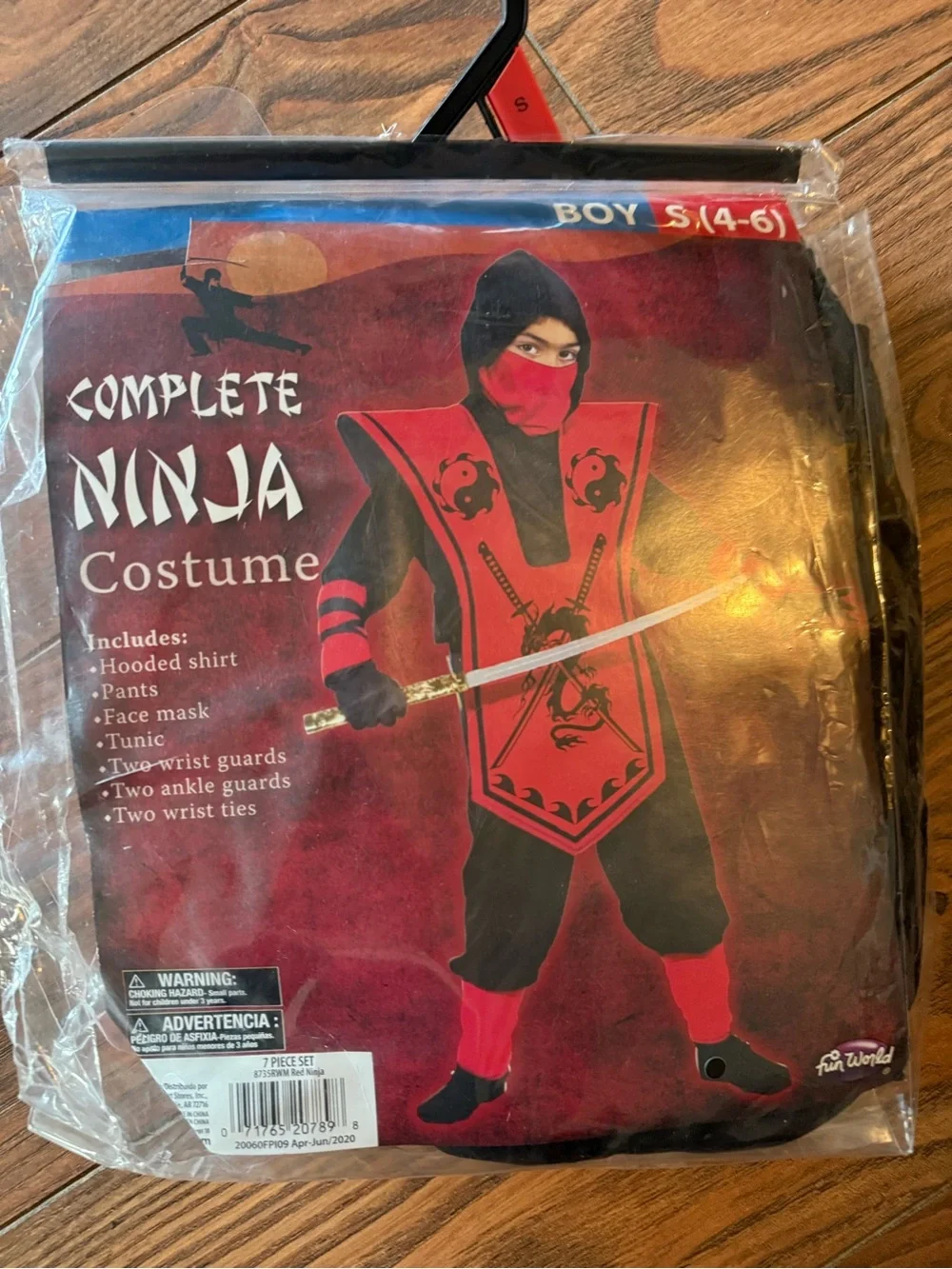 Complete Ninja Costume for Kids in Red and Black